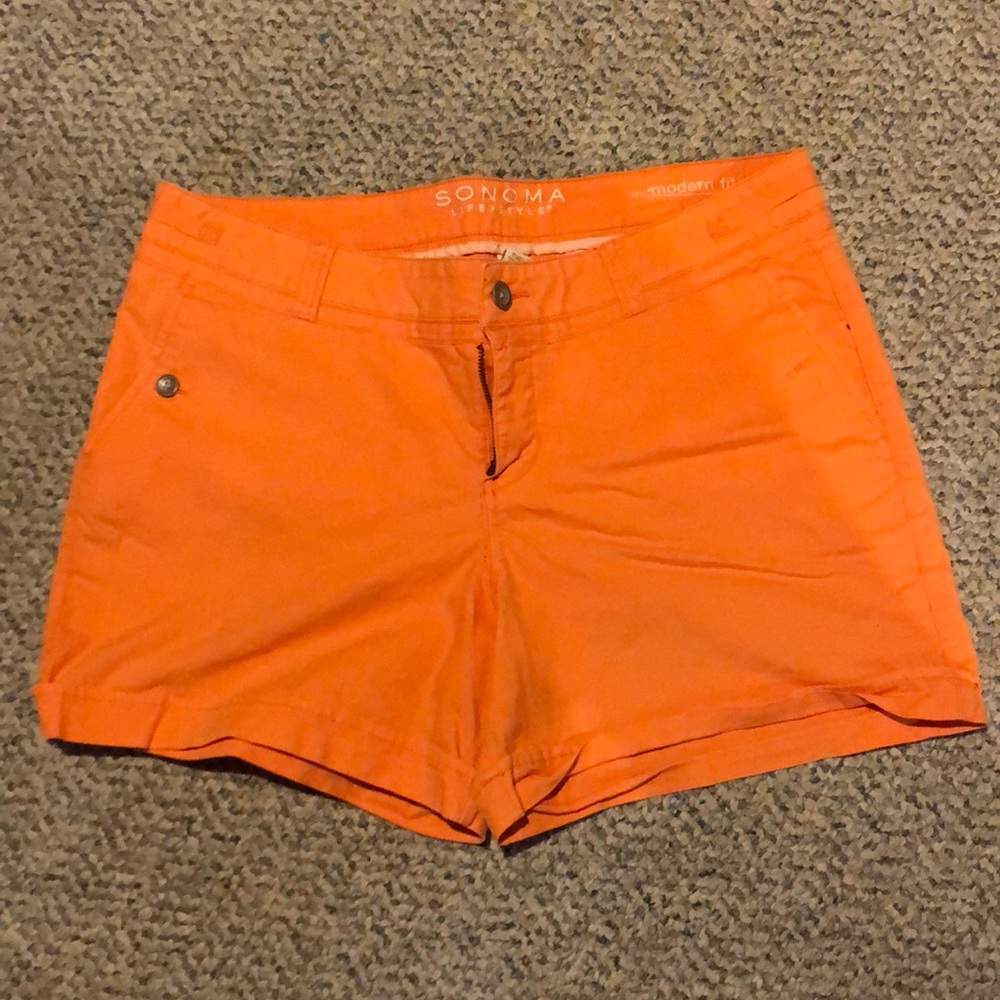 Orange jean shorts